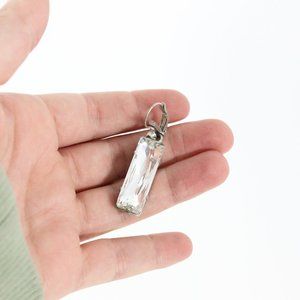 *Rectangle Clear Gemstone Hanging Earrings